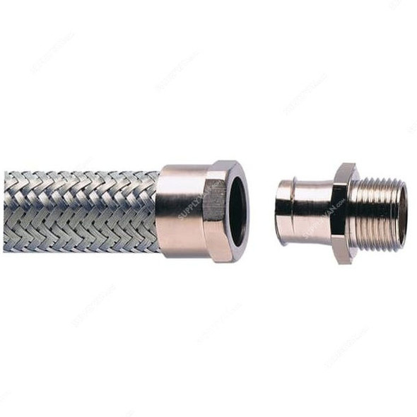 Adaptaflex Conduit Fitting W/ Locknut, S20-M20-AC-plus-LNB-M20, Brass, 1/2 Inch, Silver