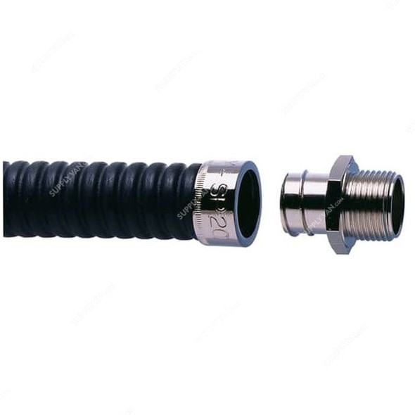 Adaptaflex Conduit Fitting With Locknut, SP25-M25-AC-plus-LNB-M25, Brass, 25MM, Black