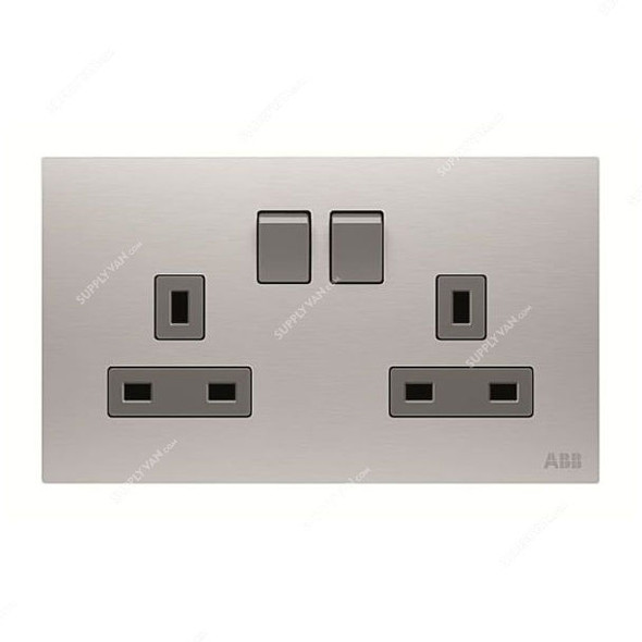 ABB Switch Socket, AM239147-ST, Millenium, 2 Gang, 13A