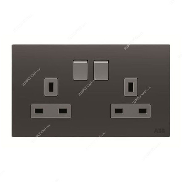ABB Dual Pole Switch Socket, AM239147-SB, Millenium, 2 Gang, 13A