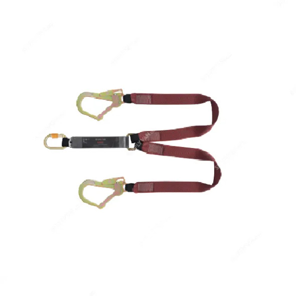Karam Webbing Lanyard With Energy Absorber, PN361, Polyester, 1.8 Mtrs, Red
