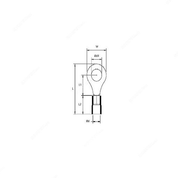 Ring Terminal, VR 1-4, 0.5 to 1.5 AWG, Red PK100