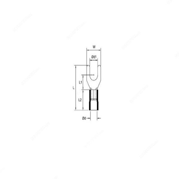 Fork Terminal, VY 1-3, 22 to 16 AWG, Red, PK100