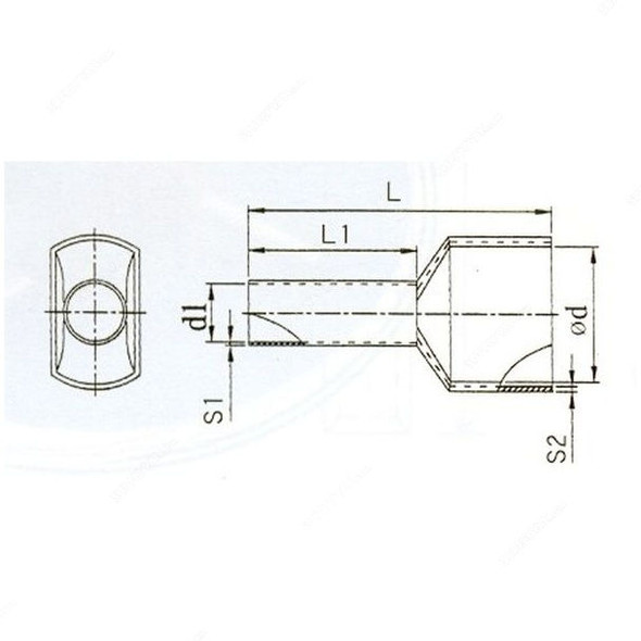 Twin Cord End Terminal, TB-207508, Nylon, 8MM, Grey, PK500