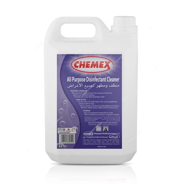 Chemex All Purpose Disinfectant Cleaner, 5 Ltrs, 4 Pcs/Pack