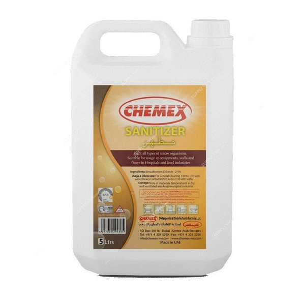 Chemex Hand Sanitizer, 5 Ltrs, 4 Pcs/Pack