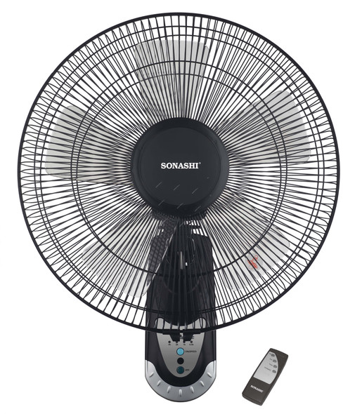 Sonashi Wall Fan With Remote Control, SF-8007-WR, 16 Inch, 60W, Black