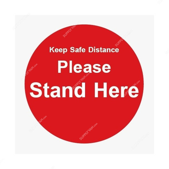 Warrior Keep Safe Distance Please Stand Here Social Distancing Sticker, 9154, Red, 15CM, 5 Pcs/Pack