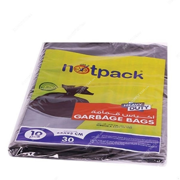 Hotpack Heavy Duty Garbage Bag, GH6595, 30 Gallon, M, 65 x 95CM, Black, 10 Pcs/Pack