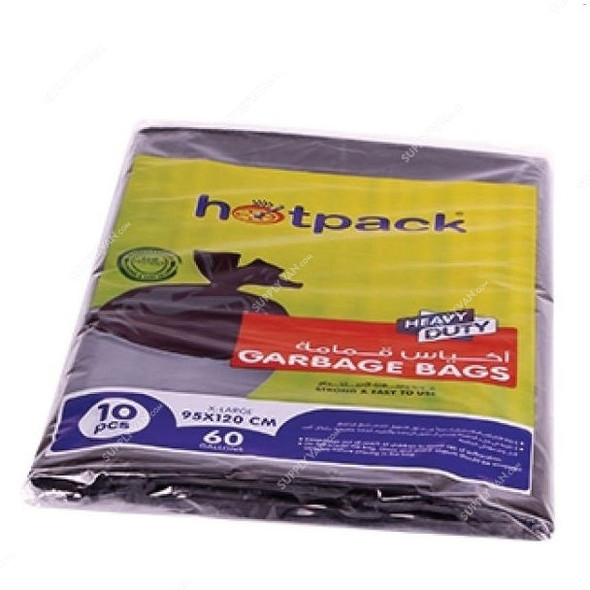 Hotpack Heavy Duty Garbage Bag, GH95120, 60 Gallon, XL, 95 x 120CM, Black, 10 Pcs/Pack