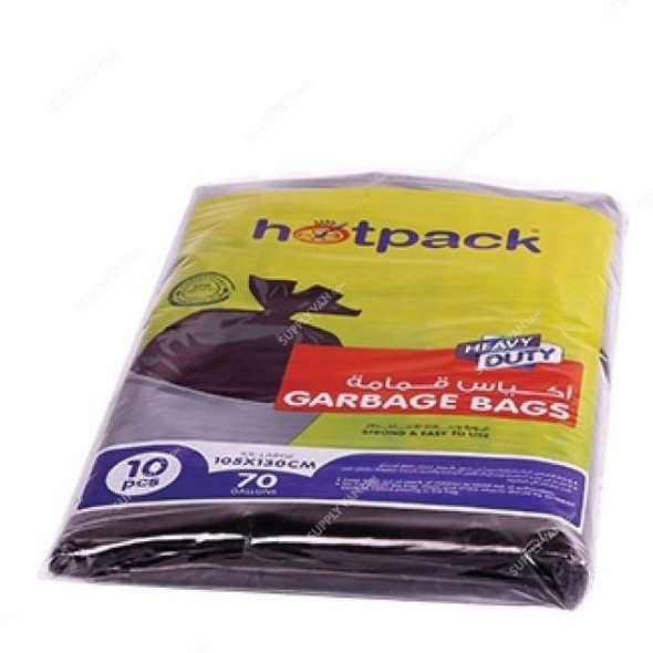 Hotpack Heavy Duty Garbage Bag, GH105130, 70 Gallon, XXL, 105 x 130CM, Black, 10 Pcs/Pack