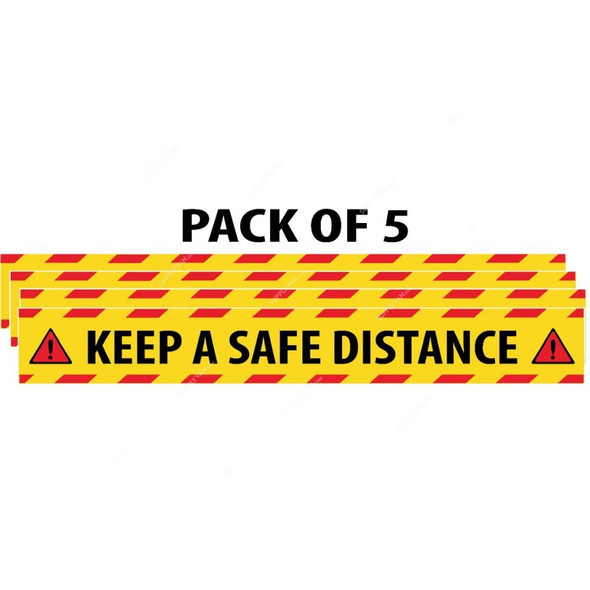 Warrior Keep Safe Distance Social Distancing Sticker, 9155, 90 x 12CM, 5 Pcs/Pack