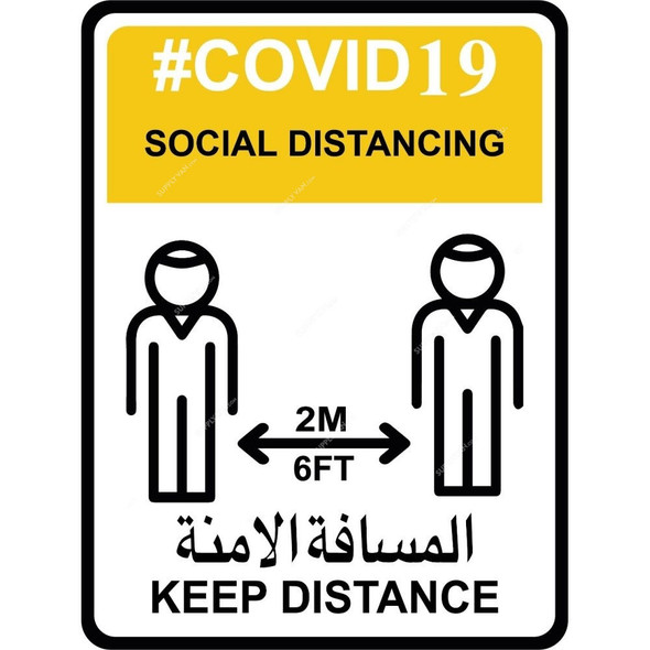 Warrior Covid-19 Keep Distance Social Distancing Sticker, 9156, 30 x 40CM, 5 Pcs/Pack