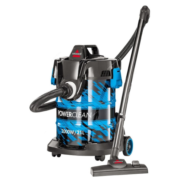 Bissell Powerclean Drum Vacuum Cleaner, 2027E, 2000W, 220-240V, 21 Ltrs, Black and Blue