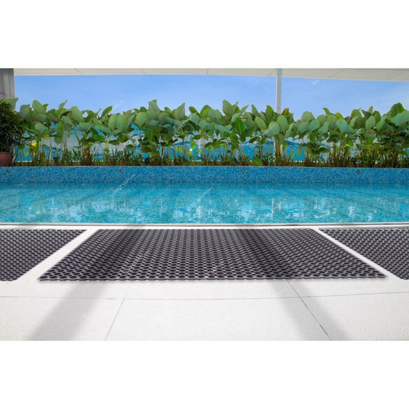 Warrior Hollow Mat, Rubber, Rectangle, 22MM Thk, 100CM Width x 150CM Length, Black