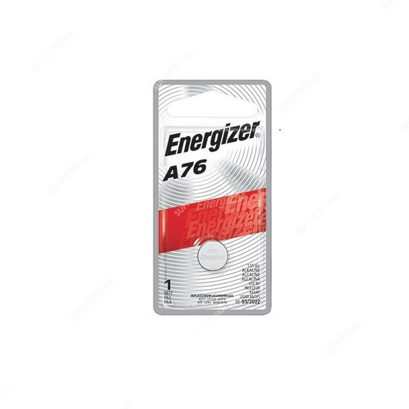 Energizer Alkaline Coin Battery, A76-LR44, 175mAh, 1.5V, 2 Pcs/Pack