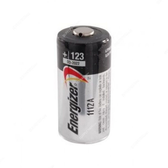 Energizer Lithium Battery, CR-123, 1500mAh, 3V