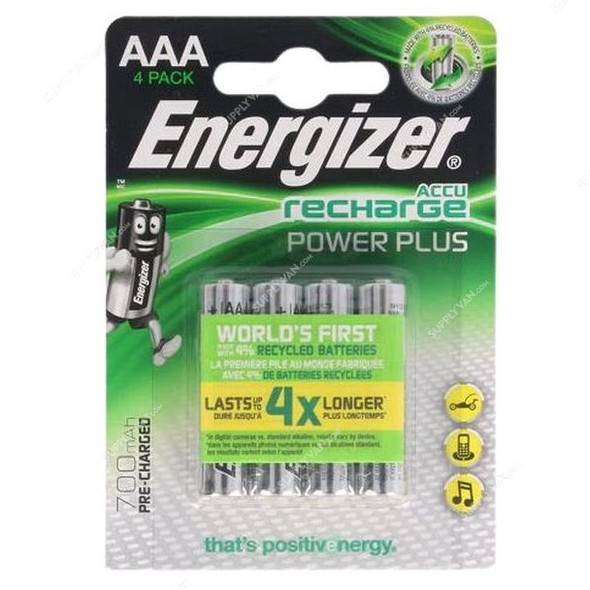 Energizer Rechargeable Battery, R3-AAA, 700mAh, 1.2V, 4 Pcs/Pack