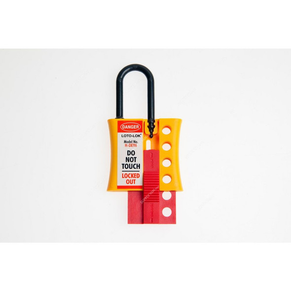 Loto-Lok Lockout Hasp, HSP-DEY3, Nylon, 3MM, Yellow and Red