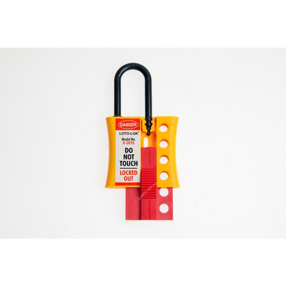 Loto-Lok Lockout Hasp, HSP-DEY6, Nylon, 6MM, Yellow and Red