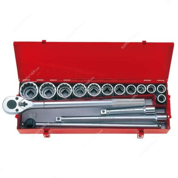 Kingtony Socket Wrench Set, 6016MR, 3/4 Inch Drive, 16 Pcs/Set