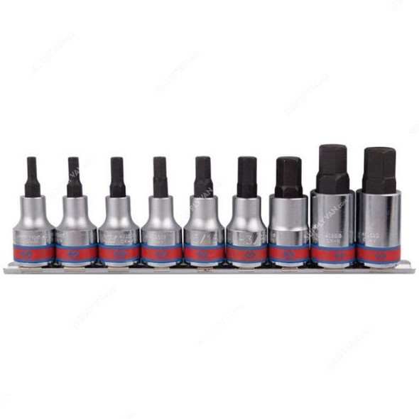 Kingtony Bit Socket Set, 4110SR10, 1/2 Inch Drive, 9 Pcs/Set