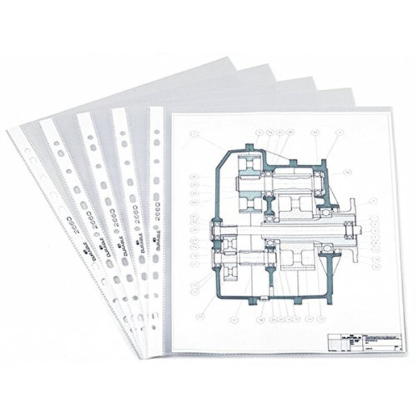 Durable Punched Pocket Folder, 266019, A4, Clear, 100 Pcs/Box