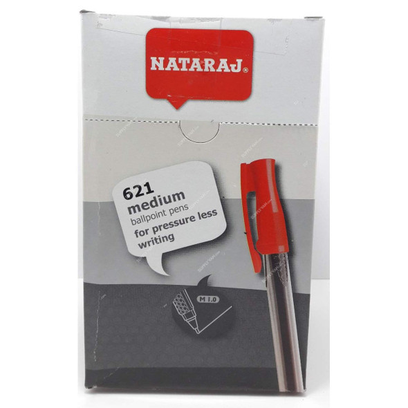 Nataraj Ballpoint Pen, NATRJRD50, 1MM, Red, 50 Pcs/Pack