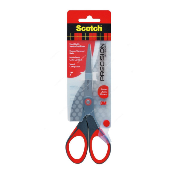 3M Scissor, 1447, Scotch, 7 Inch, Grey and Red