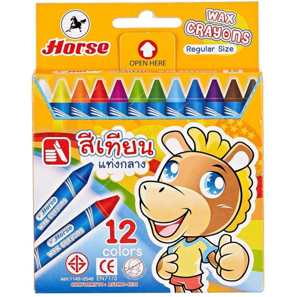 Horse Wax Crayon, Regular, Multicolor, 12 Pcs/Pack