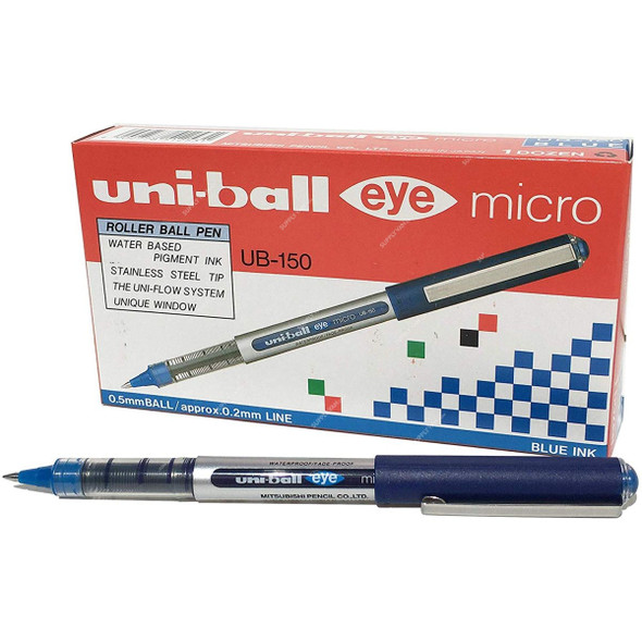 Uni-Ball Roller Ball Pen, UB150, Eye, 0.5MM, Blue, 12 Pcs/Pack