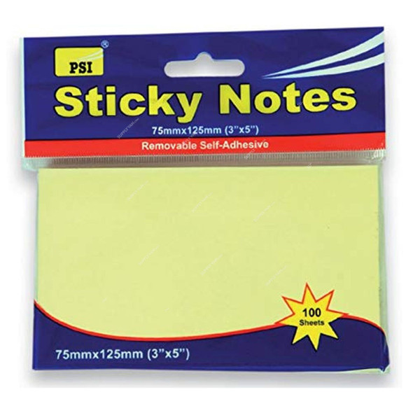 PSI Sticky Note, PSPOA05YL, 3 x 5 Inch, Yellow, 100 Pcs/Pack