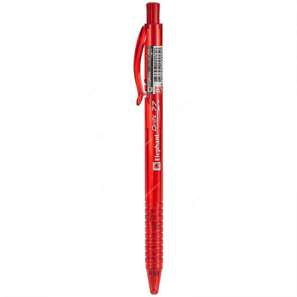 Elephant Retractable Ballpoint Pen, Drift 77, 0.5MM, Red, 12 Pcs/Pack