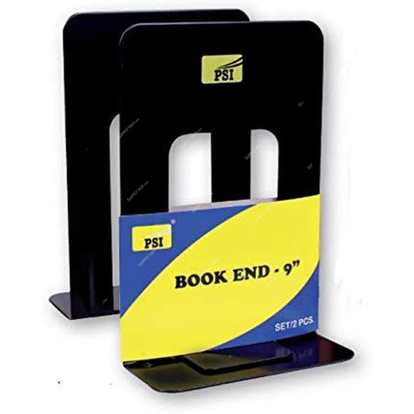 PSI Book End, PSBEYL3004, Metal, 9 Inch, Black, 2 Pcs/Pack
