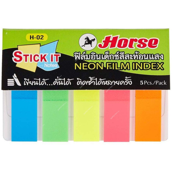 Horse Neon Index Flag, H-02, 12 x 45MM, Multicolor, 1200 Pcs/Box