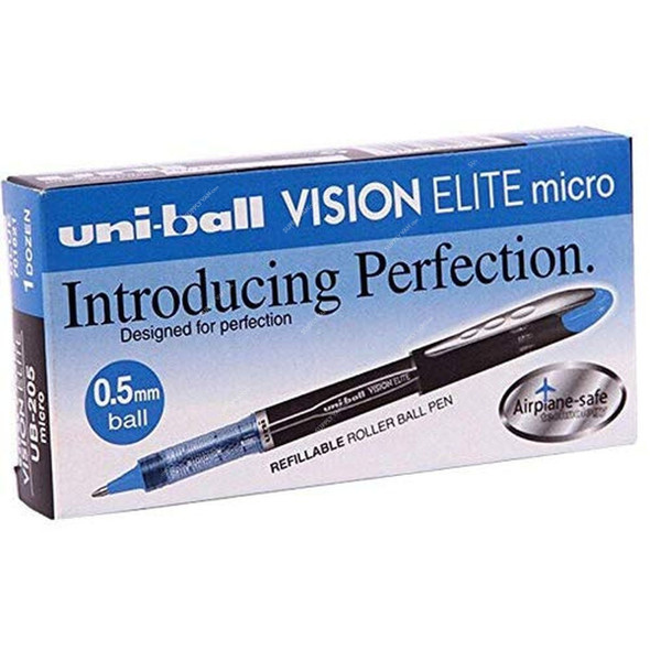 Uni-Ball Roller Ball Pen, UB205, Vision Elite, 0.5MM, Blue, 12 Pcs/Pack