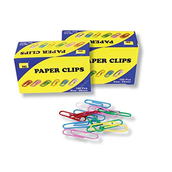 PSI Vinyl Paper Clip, PSPCYLP001-28, Round, 28MM, Multicolor, 100 Pcs/Pack