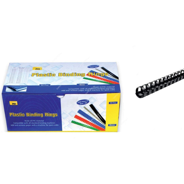 PSI Binding Ring, PSBR45BK, Plastic, 390 Sheets, 45mm, Black, 50 Pcs/Pack