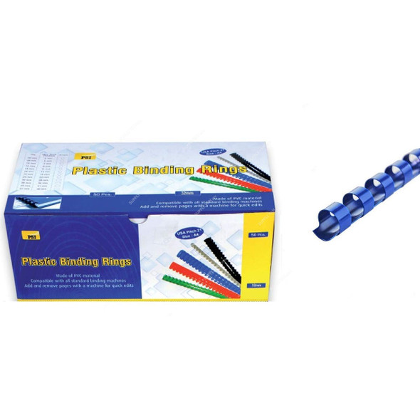 PSI Binding Ring, PSBR32BL, Plastic, 280 Sheets, 32mm, Blue, 50 Pcs/Pack