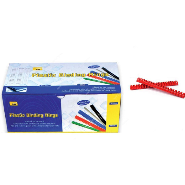 PSI Binding Ring, PSBR38RE, Plastic, 330 Sheets, 38mm, Red, 50 Pcs/Pack