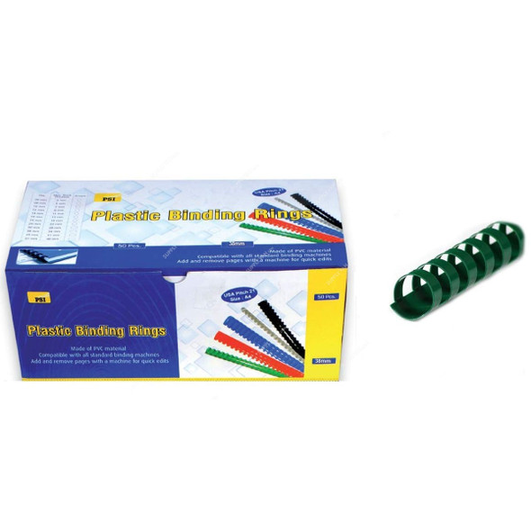 PSI Binding Ring, PSBR38GR, Plastic, 330 Sheets, 38mm, Green, 50 Pcs/Pack