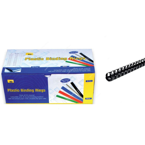 PSI Binding Ring, PSBR38BK, Plastic, 330 Sheets, 38mm, Black, 50 Pcs/Pack