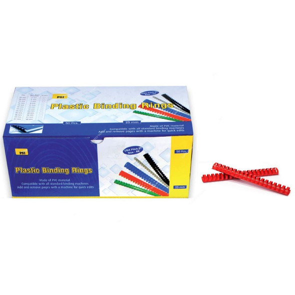 PSI Binding Ring, PSBR25RE, Plastic, 225 Sheets, 25mm, Red, 50 Pcs/Pack