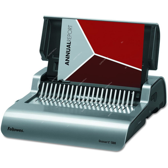 Fellowes Electric Comb Binding Machine, 5216901, Quasar 500, 500 Sheets, Silver and Black