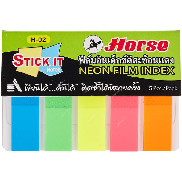Horse Neon Index Flag, H-02, 12 x 45MM, Multicolor, 100 Pcs/Pack