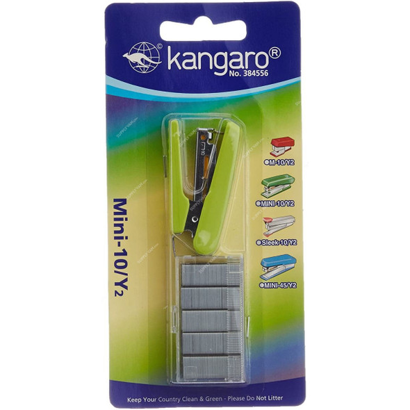 Kangaro Stapler Set, NO-10-Y2, 10 Sheets, Green, 6PCS