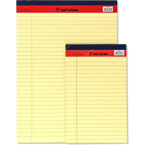 Sinarline Legal Pad, PD02084, A4, 56 Gsm, 40 Sheets, Yellow, 6 Pcs/Pack