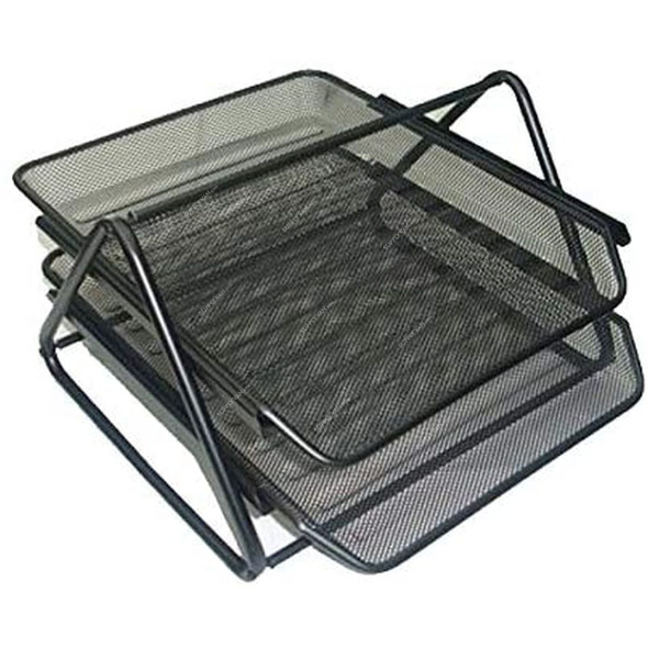 2 Tier Partner Document Tray, Metal, Black