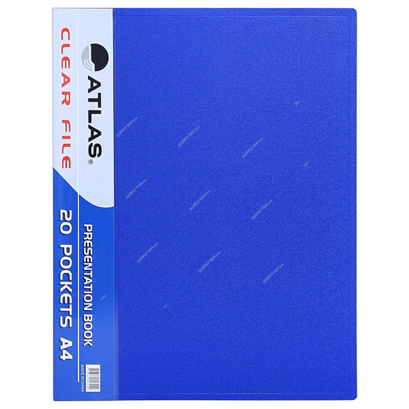 Atlas File Presentation Book, ATCL007, A4, 40 Pockets, Blue