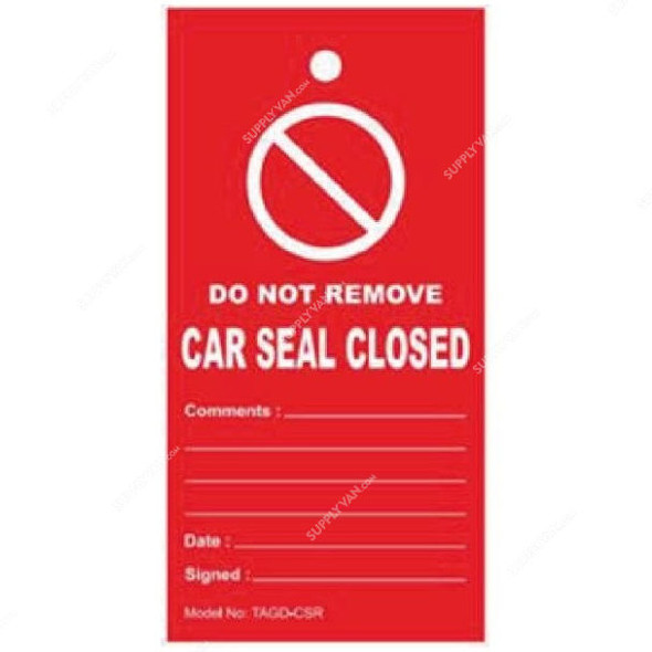 Car Seal Closed Tag, TAGD-CSR, 80 x 160MM, Red